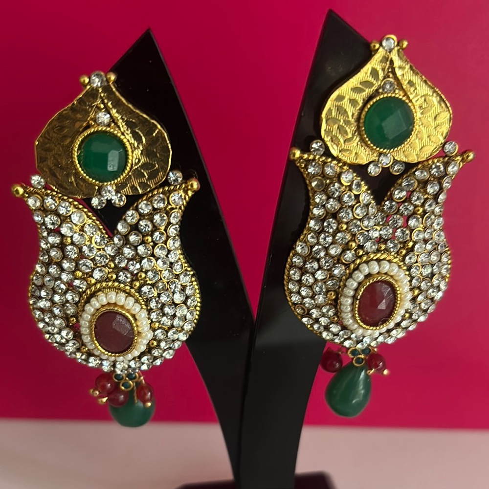 Indian Elegant Gold and Green Earrings